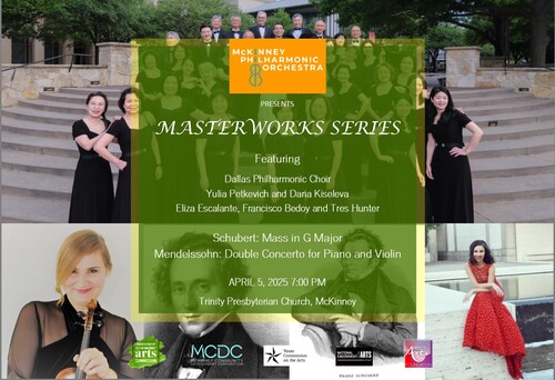 McKinney Philharmonic Orchestra presents MasterWorks Series 2. An evening of masterpieces.  poster